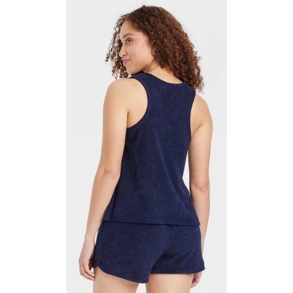 A New Day Terry Cloth Tank Top & Shorts Navy Blue size Women’s Size Small - Picture 3 of 12